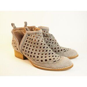 Jeffrey Campbell Taggart Tan Suede Perforated Block Heel Ankle Boot, Size 6 (US)